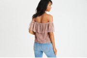 AEO OFF-THE-SHOULDER LACE TOP - Blush