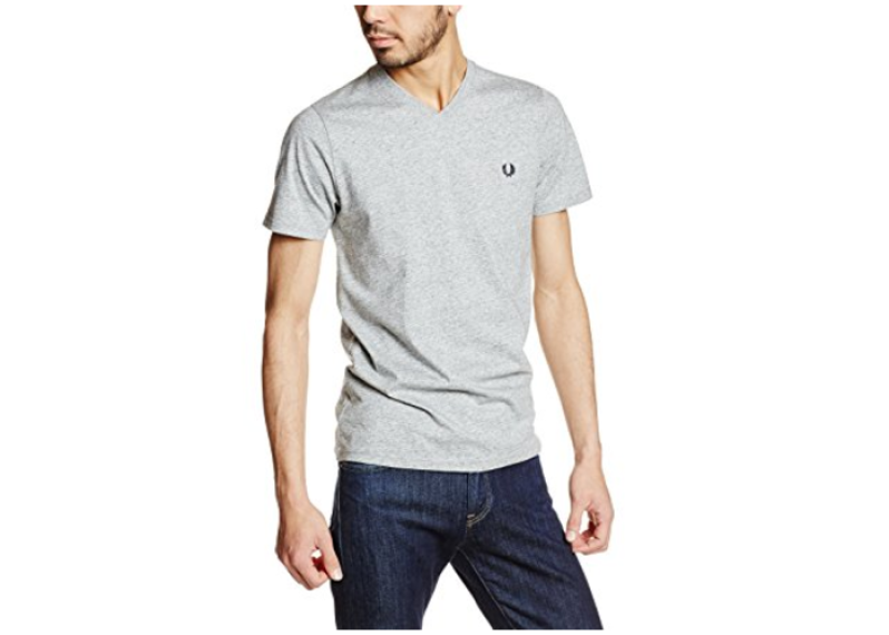 FRED PERRY V NECK T-SHIRT - Vintage Steel Marl