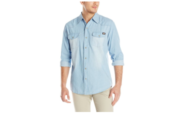 Dickies Men's Long Sleeve Denim Western Shirt - Light Blue