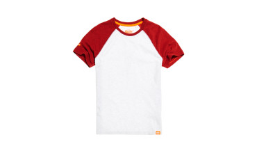 Orange Label Short Sleeve Baseball T-shirt - ice marl/super red grit