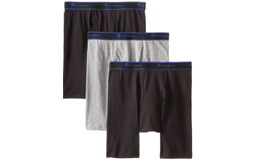 Champion Men's Performance Long Leg Boxer Briefs, 3 Pack - Black/Grey/Black