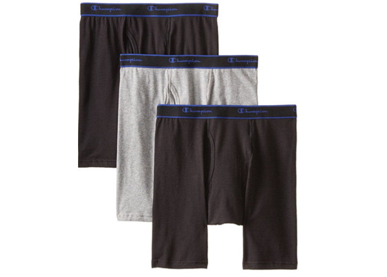 Champion Men's Performance Long Leg Boxer Briefs, 3 Pack - Black/Grey/Black