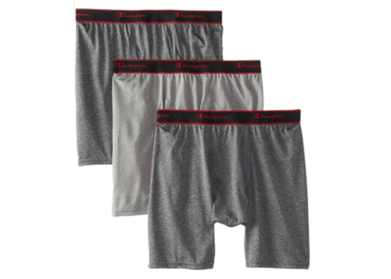 Champion Men's 3 Pack Active Performance Regular Leg Boxer Briefs - Black/Grey/Black