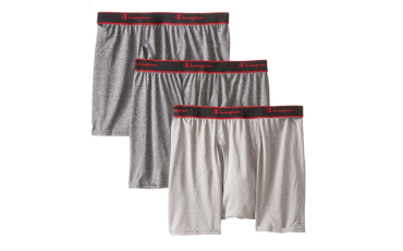 Champion Men's 3 Pack Active Performance Short Leg Boxer Briefs - Black/Grey/Black