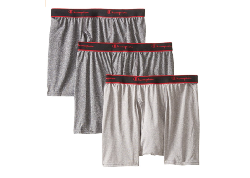 Champion Men's 3 Pack Active Performance Short Leg Boxer Briefs - Black/Grey/Black