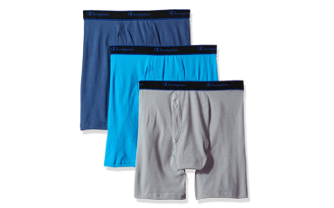 Champion Men's Cotton Performance Long Boxer Brief - Seabottom Blue/Hydro/Concrete