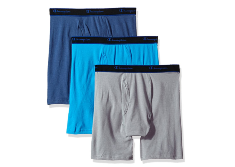 Champion Men's Cotton Performance Long Boxer Brief - Seabottom Blue/Hydro/Concrete